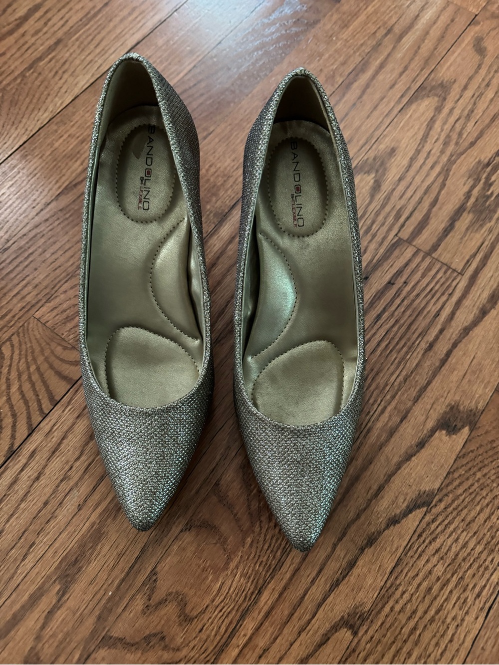 Bandolino Shimmery Gold Pointed-Toe Pumps